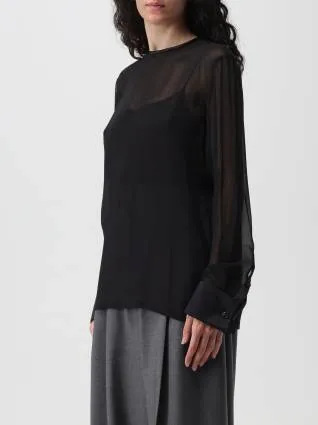 MaxMara  |Silk Long Sleeves Plain Logo Shirts & Blouses