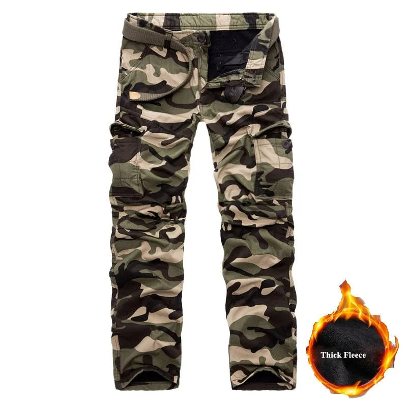 Men's Winter Casual Camouflage Military Tactical Multi Pocket Cargo Pants