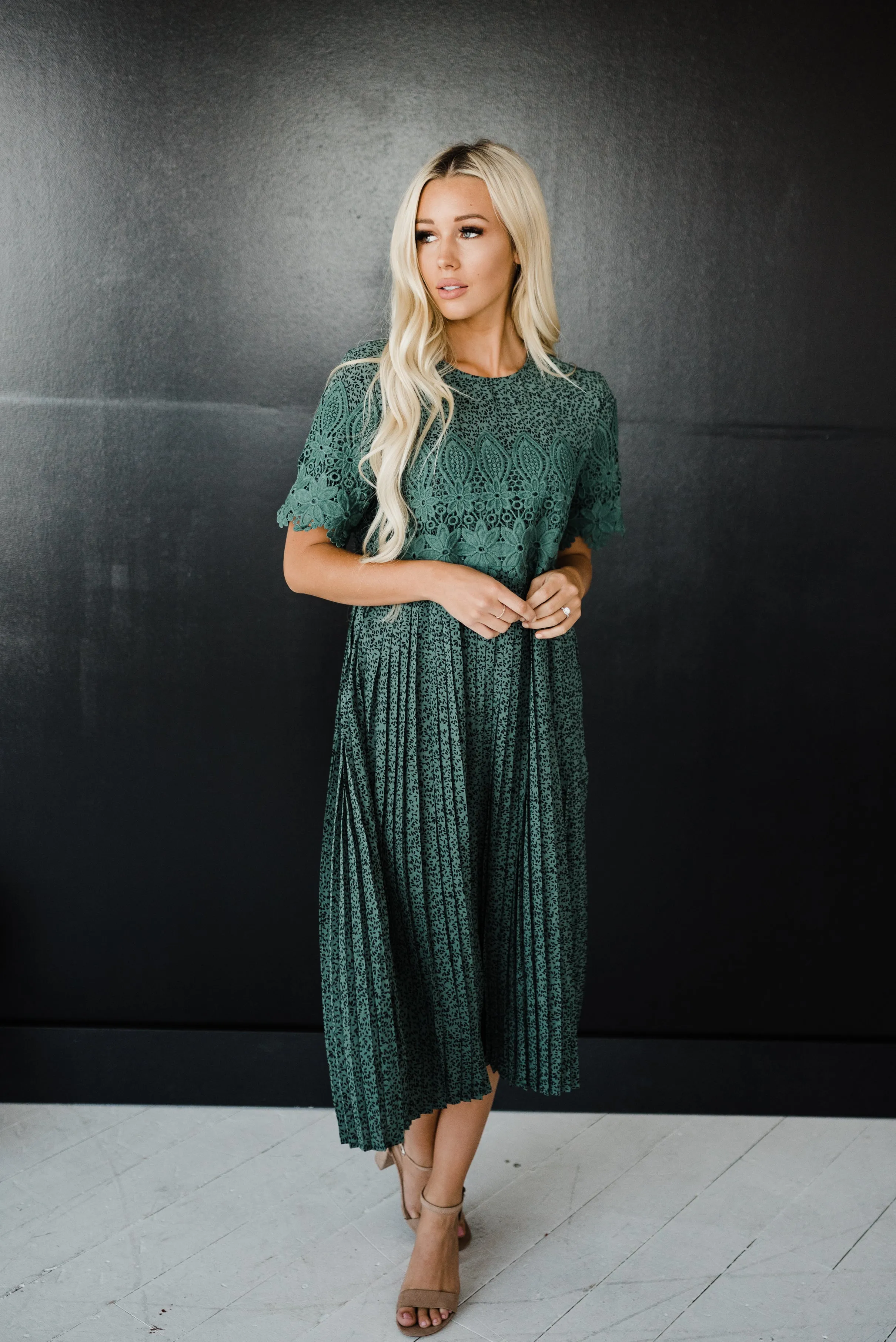 Milly Dress in Hunter Green