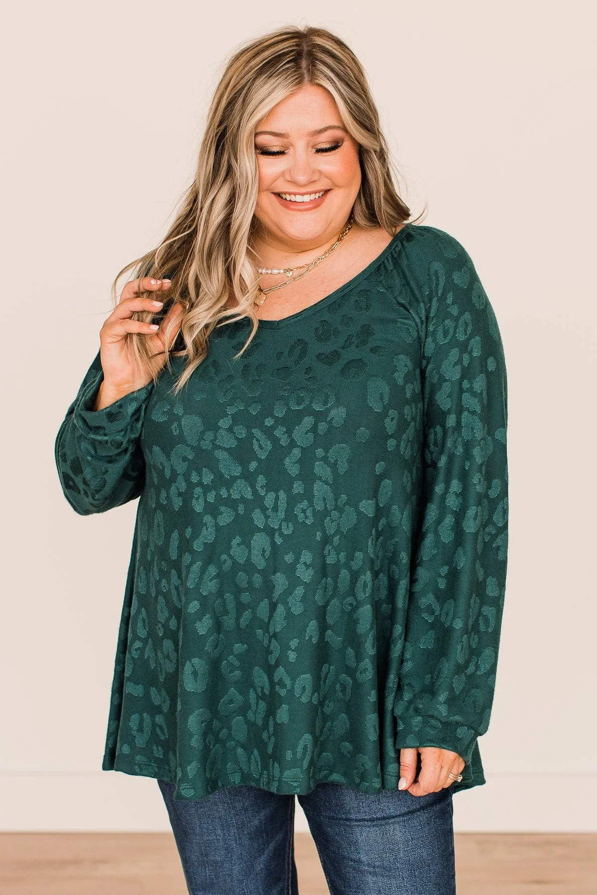 Missing You Long Sleeve Top- Hunter Green