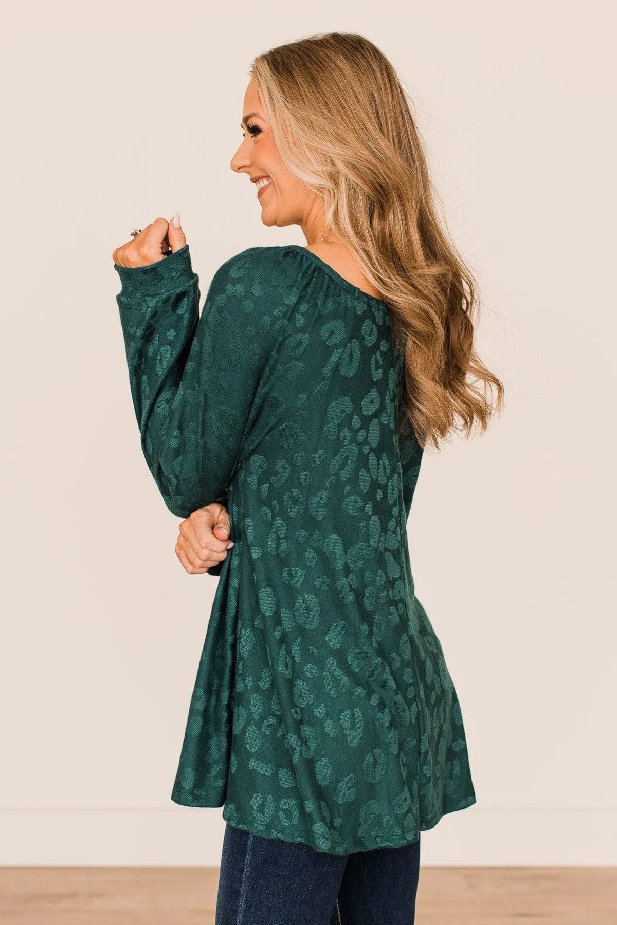 Missing You Long Sleeve Top- Hunter Green