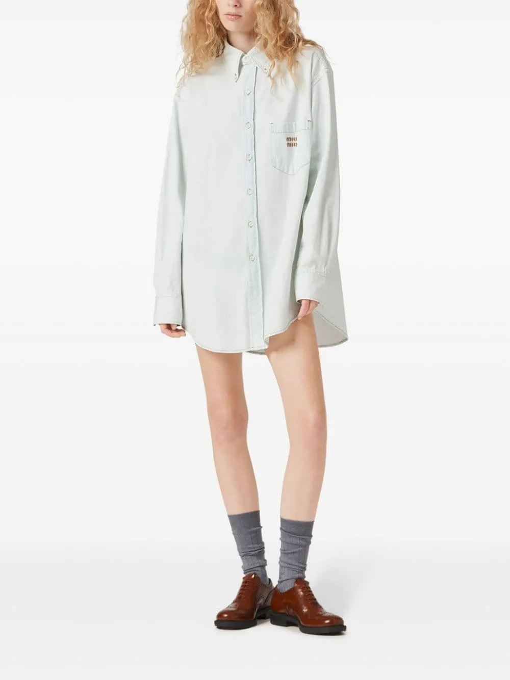 MiuMiu  |Long Sleeves Plain Logo Shirts & Blouses