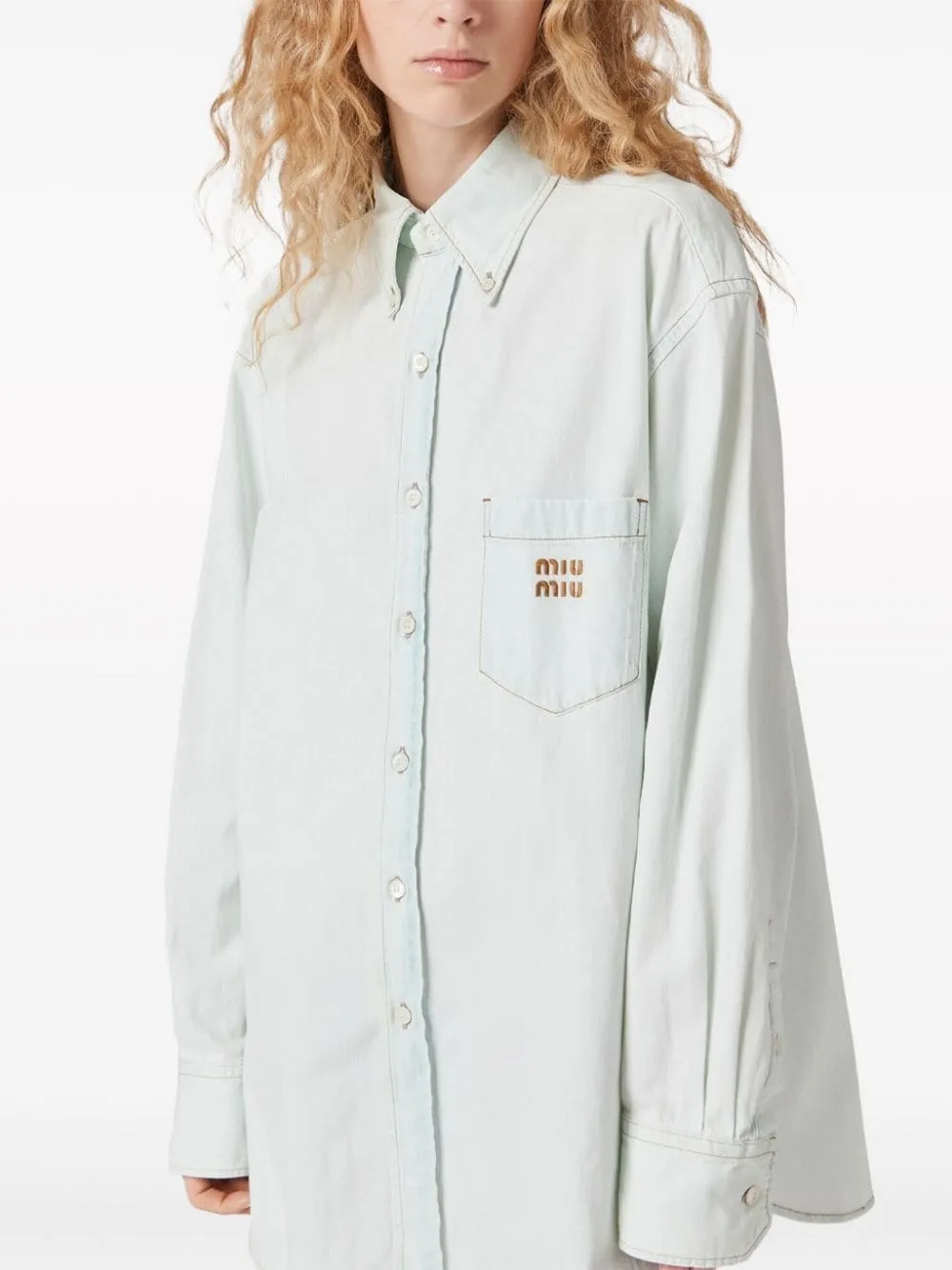 MiuMiu  |Long Sleeves Plain Logo Shirts & Blouses