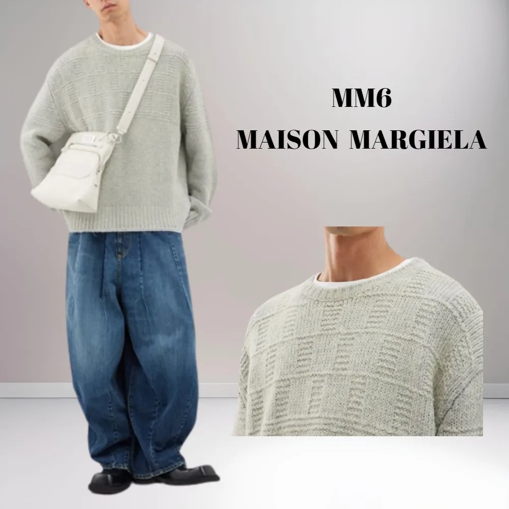 MM6 Maison Margiela  |Crew Neck Wool Long Sleeves Plain Sweaters