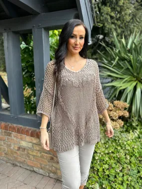 Mocha Tassel Heart Knit Bianca