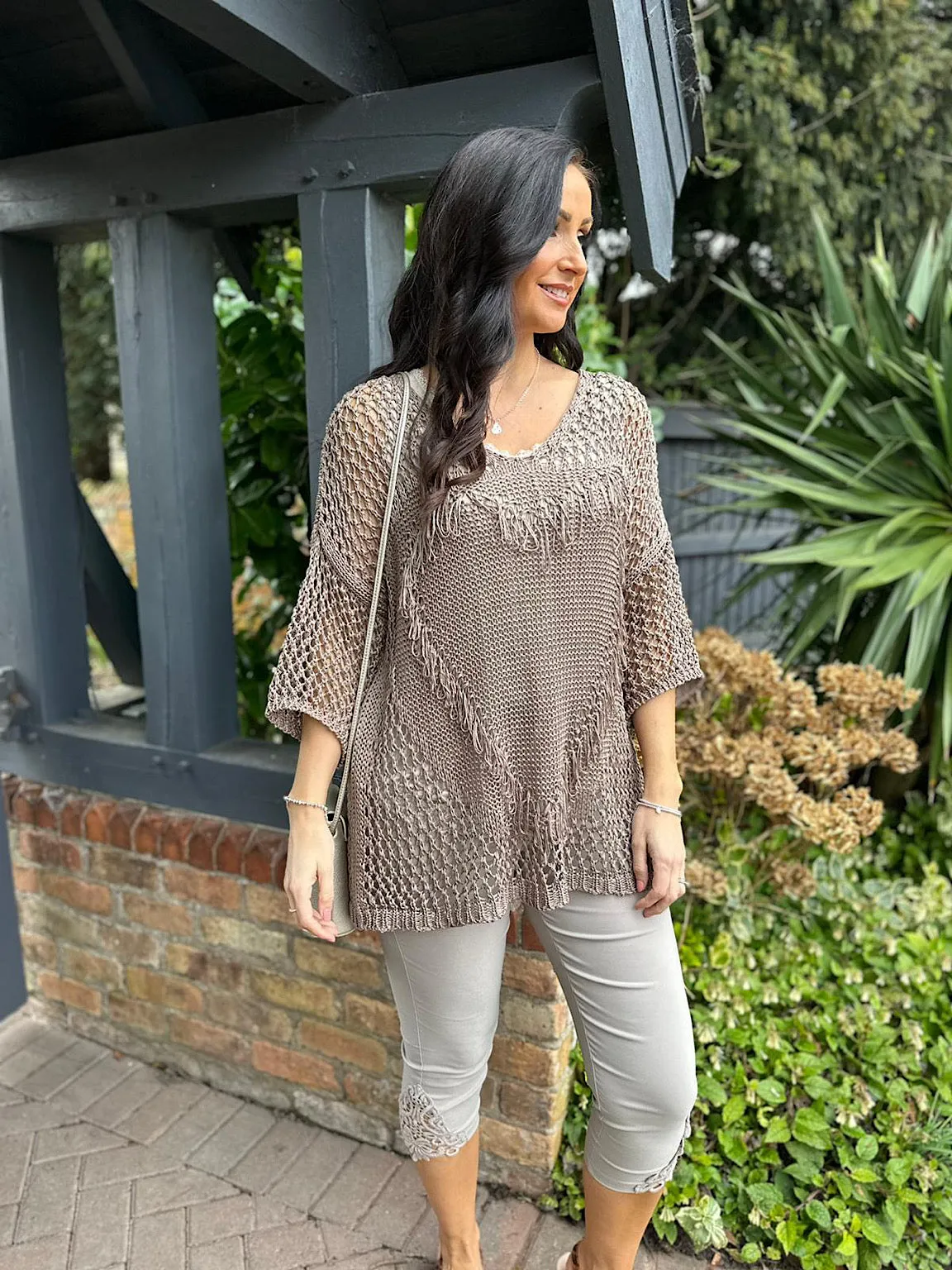 Mocha Tassel Heart Knit Bianca