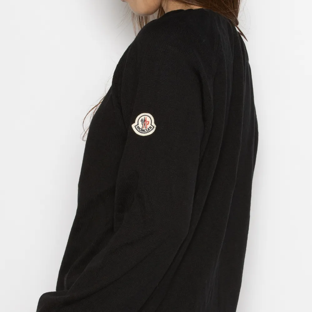 MONCLER  |Wool Long Sleeves Plain Logo V-neck & Crew neck