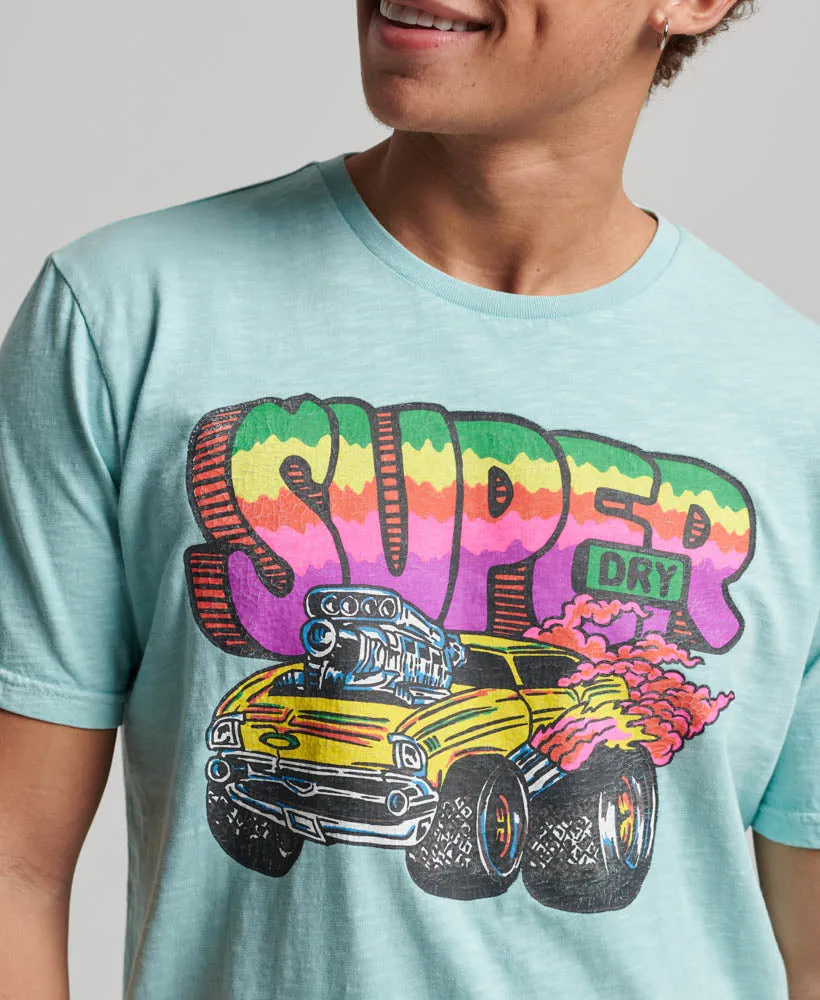 Motor Retro Graphic T-Shirt | Sky Blue