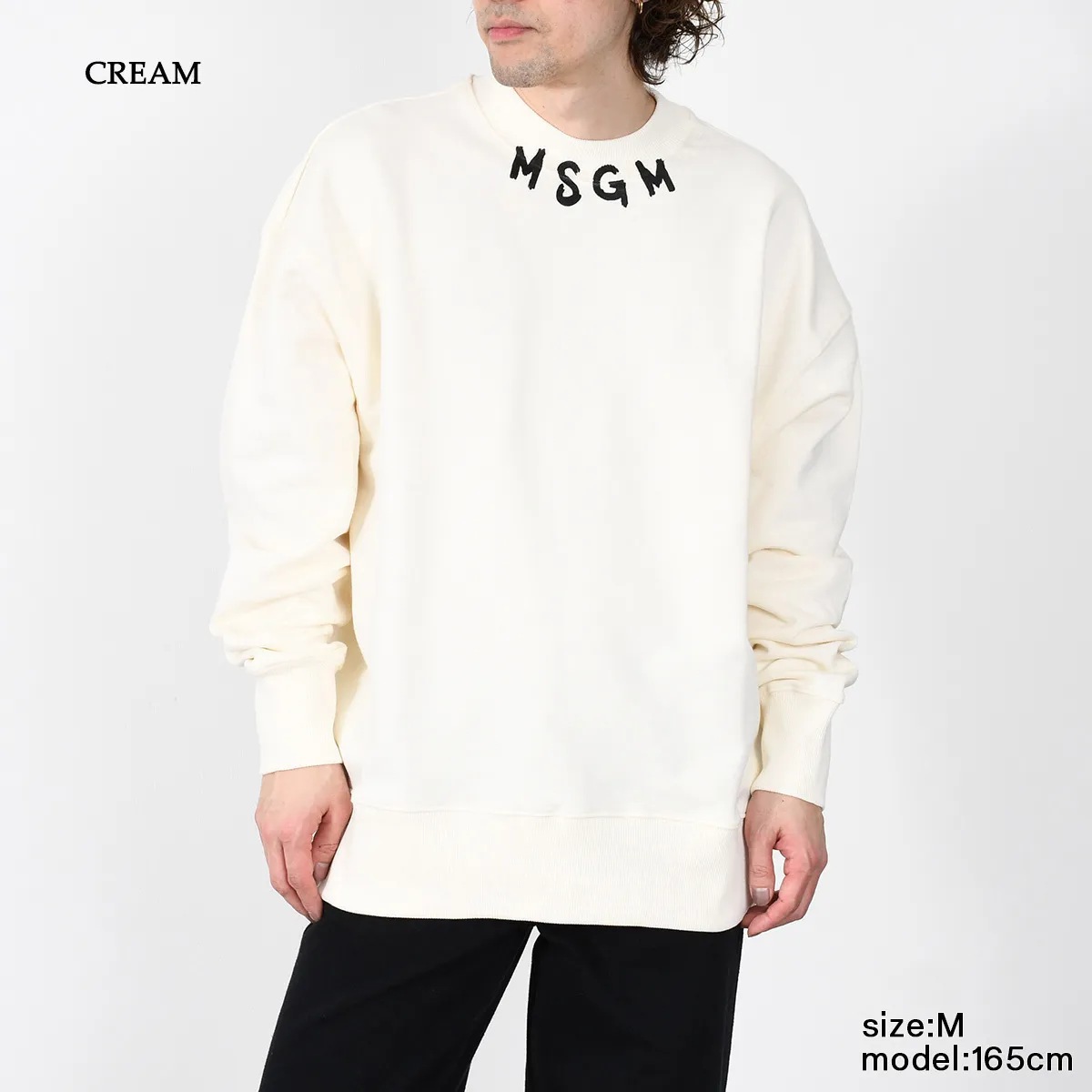 MSGM  |Crew Neck Long Sleeves Plain Cotton Logo Designers