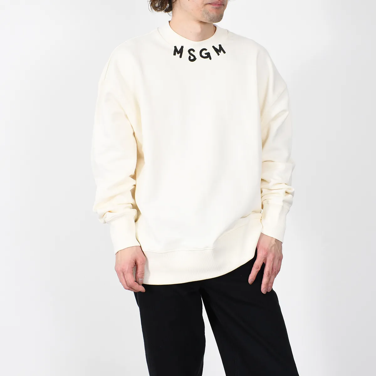 MSGM  |Crew Neck Long Sleeves Plain Cotton Logo Designers