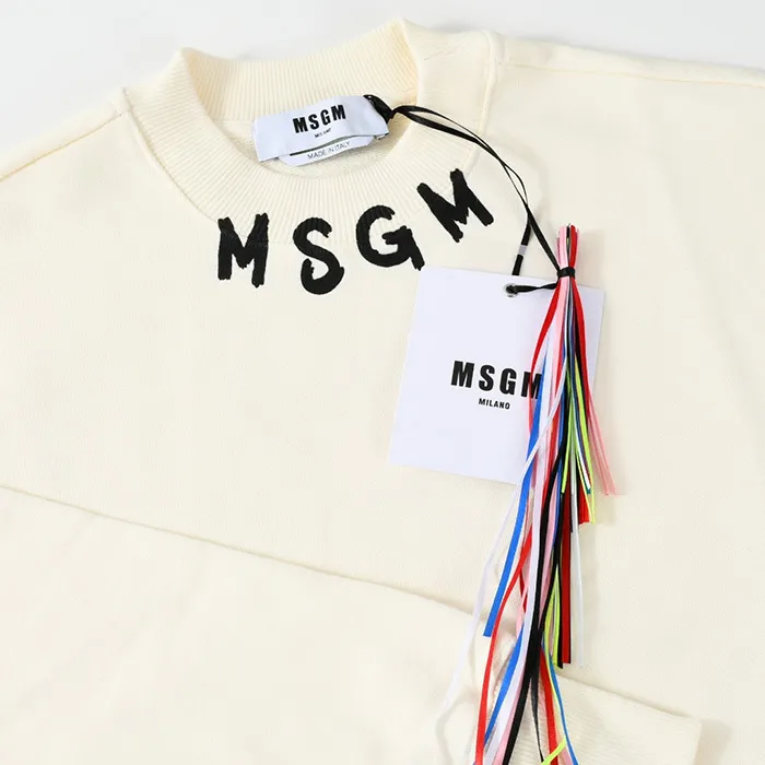 MSGM  |Crew Neck Long Sleeves Plain Cotton Logo Designers