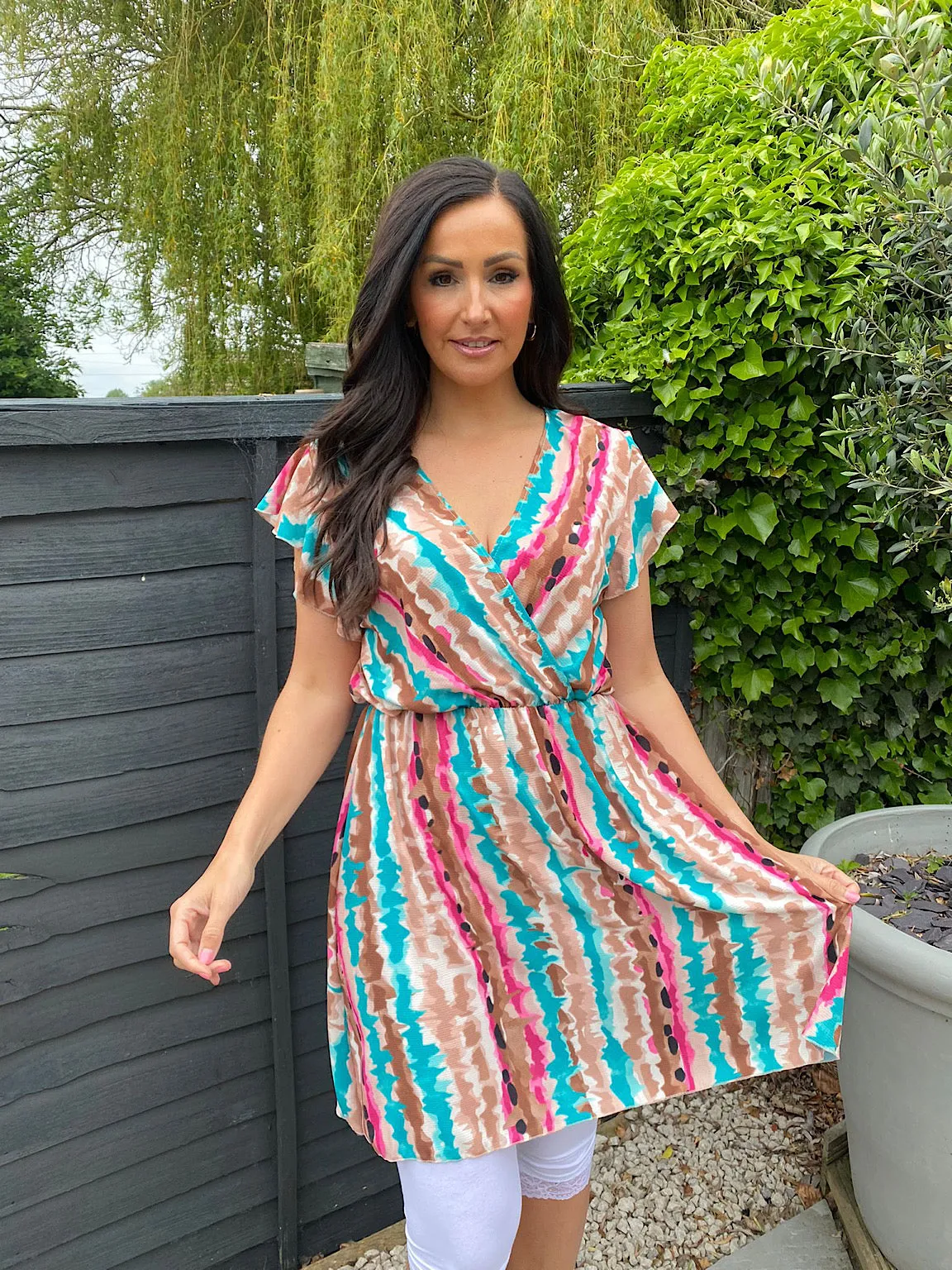 Multi Print Colour Splash Dress Teya