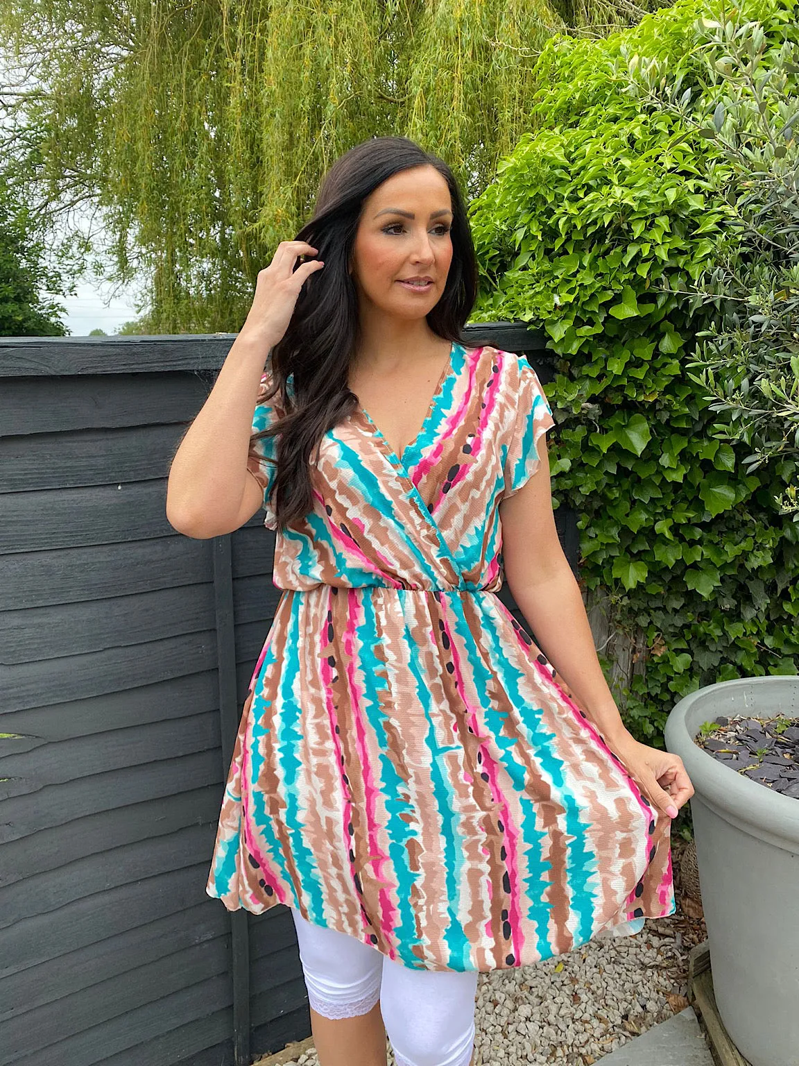 Multi Print Colour Splash Dress Teya