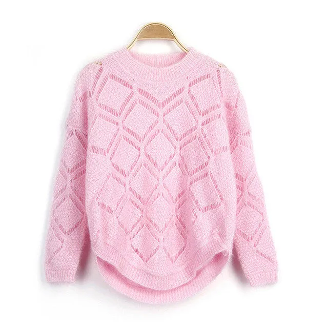 New Fashion Female Bling Pullovers Knitted Long Sleeve O-neck Winter Autumn Plus Size Sweaters Hot  72055 SM6