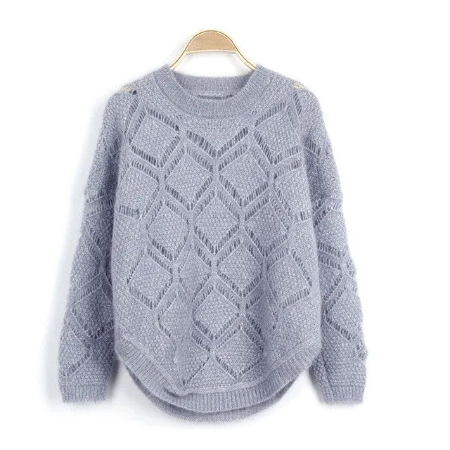 New Fashion Female Bling Pullovers Knitted Long Sleeve O-neck Winter Autumn Plus Size Sweaters Hot  72055 SM6