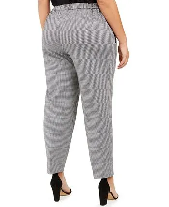 Nine West Women's Houndstooth Straight Leg Pants Gray Size 2X