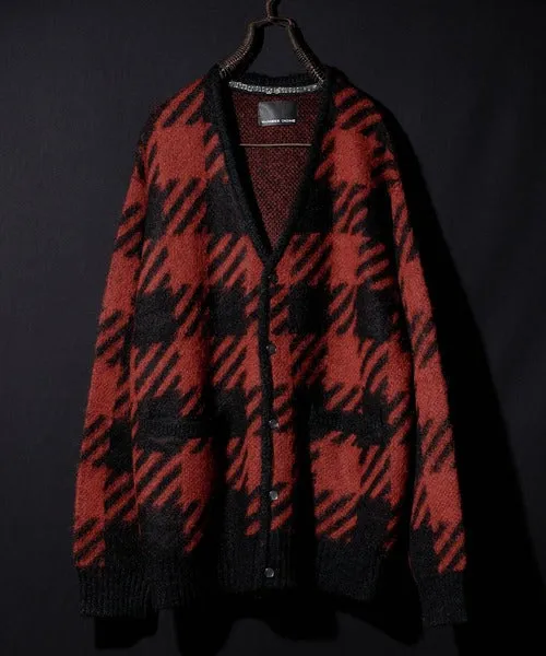 Number Nine Buffalo Check Mohair Knit Cardigan