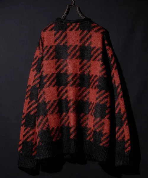 Number Nine Buffalo Check Mohair Knit Cardigan