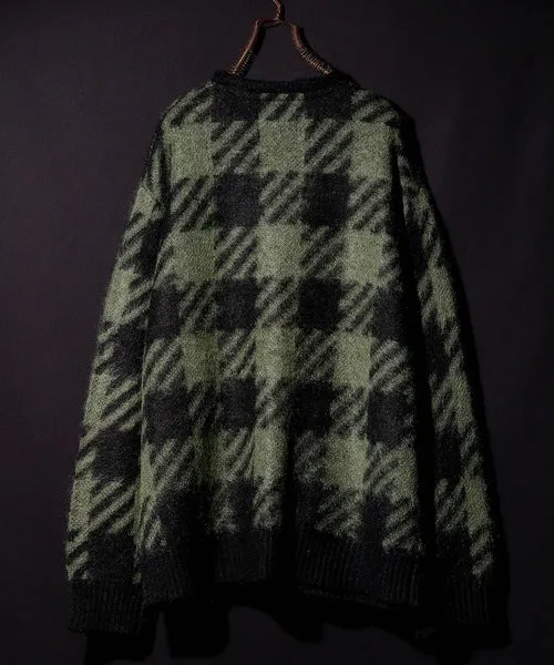 Number Nine Buffalo Check Mohair Knit Cardigan