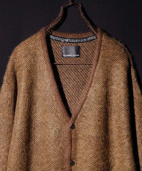 Number Nine Plain Jacquard Mohair Knit Cardigan