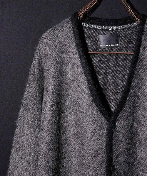 Number Nine Plain Jacquard Mohair Knit Cardigan