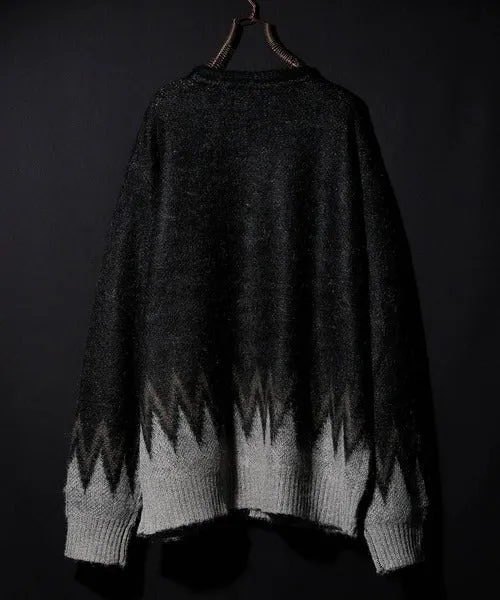 Number Nine Zigzag Jacquard Mohair Knit Cardigan