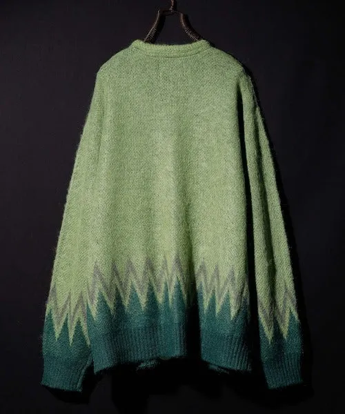 Number Nine Zigzag Jacquard Mohair Knit Cardigan