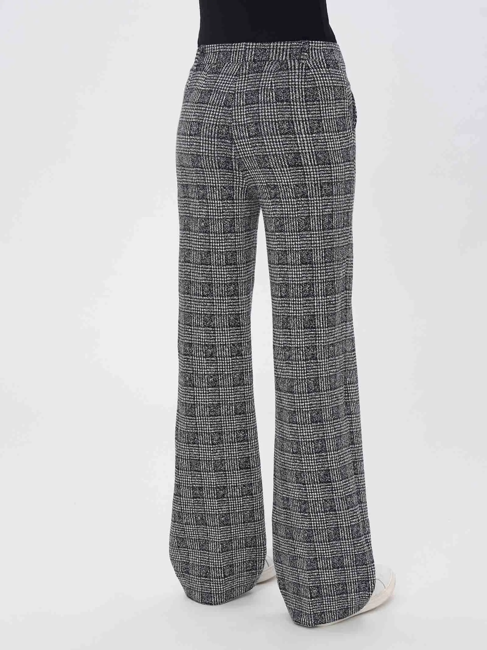 Pantalone a palazzo in tessuto Eco Jacquard - Fant.Nero