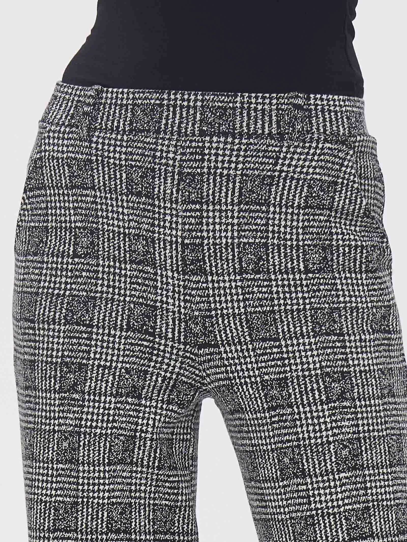 Pantalone a palazzo in tessuto Eco Jacquard - Fant.Nero