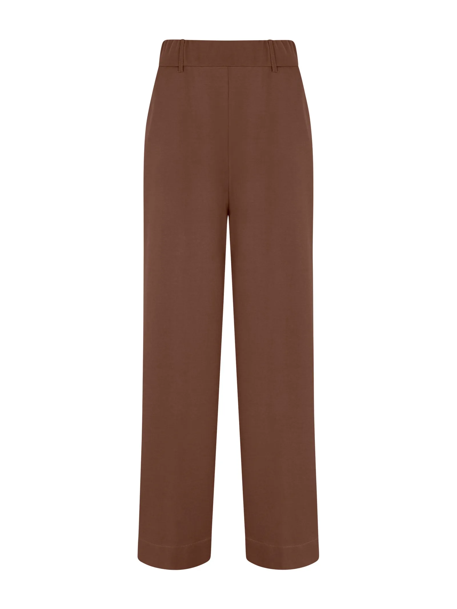 Pantalone ampio alla caviglia con tasche in Compact Light - Cappuccino