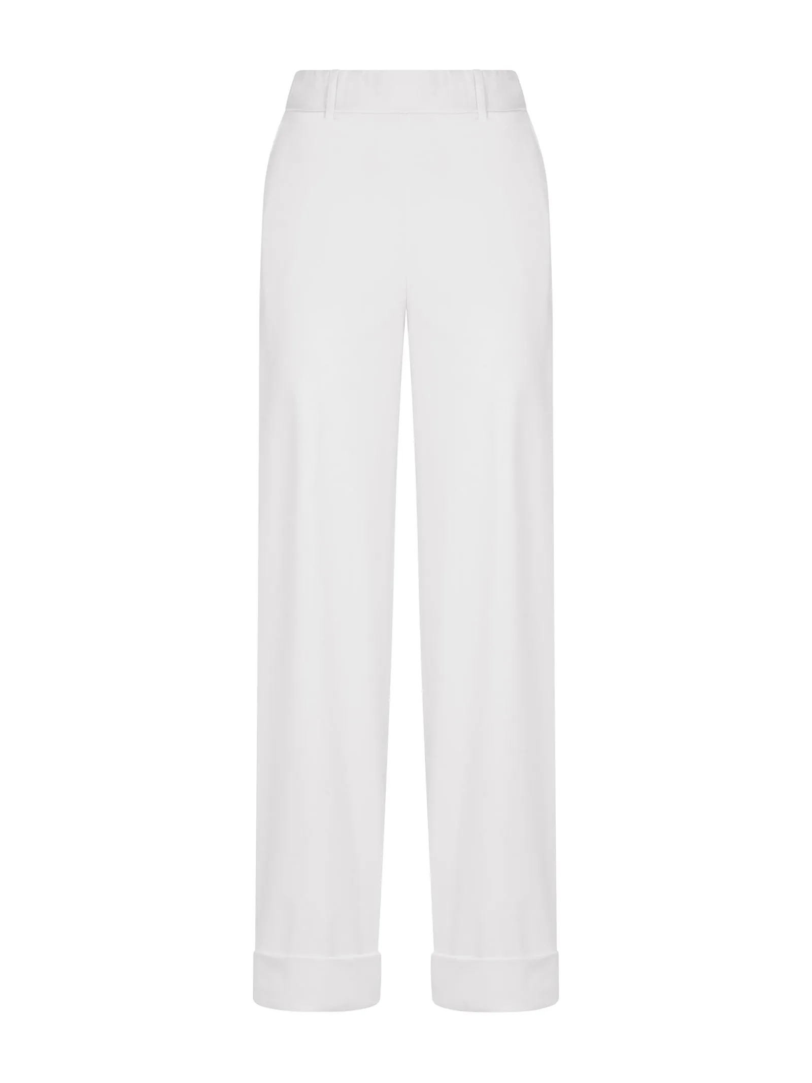 Pantalone ampio con tasche in Compact Light - Bianco