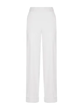 Pantalone ampio con tasche in Compact Light - Bianco