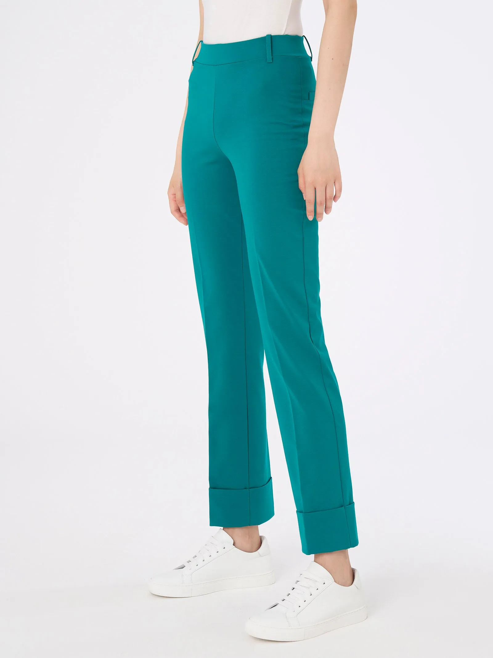 Pantalone slim dritto in Compact Light - Deep Lake