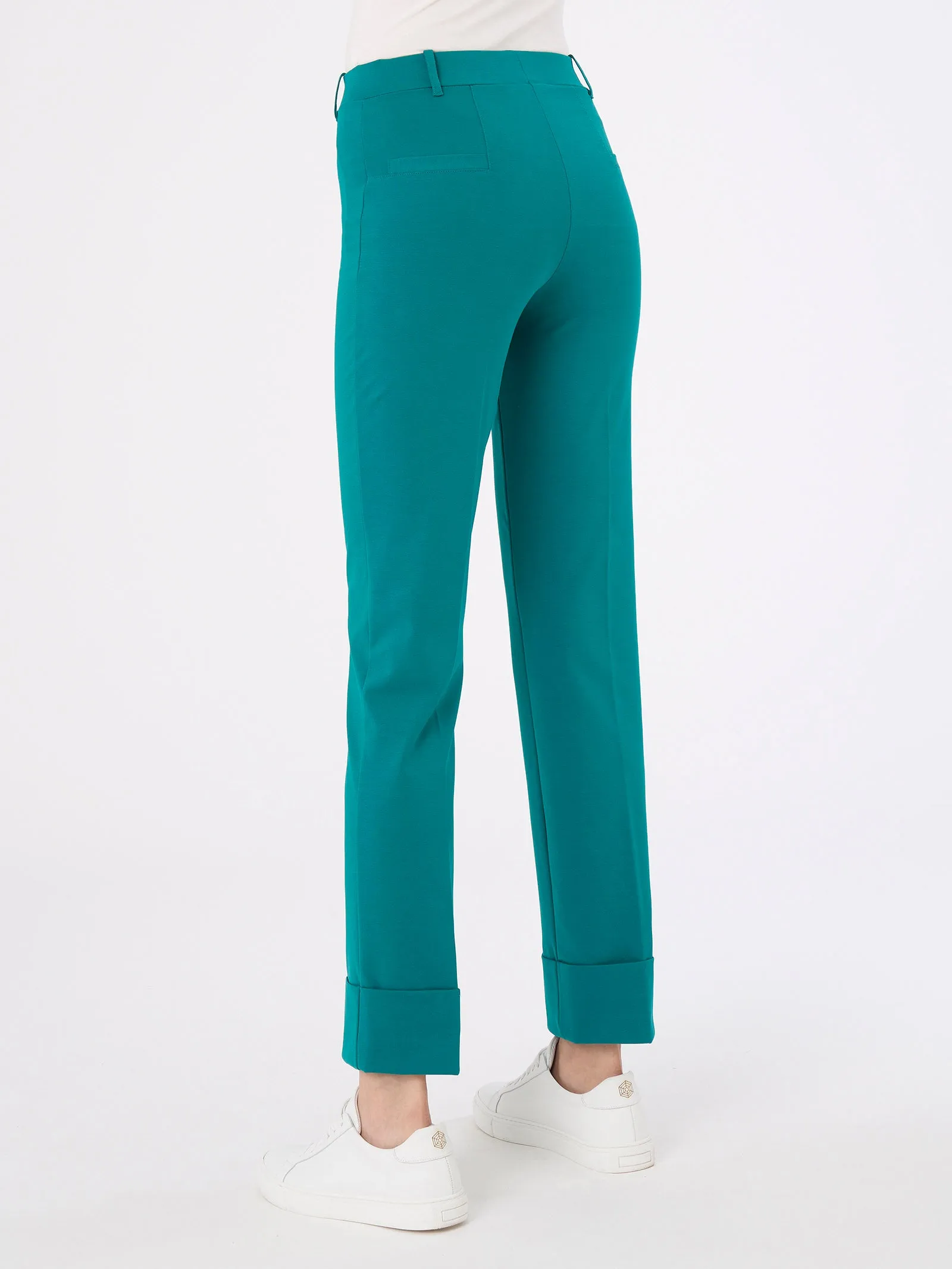 Pantalone slim dritto in Compact Light - Deep Lake