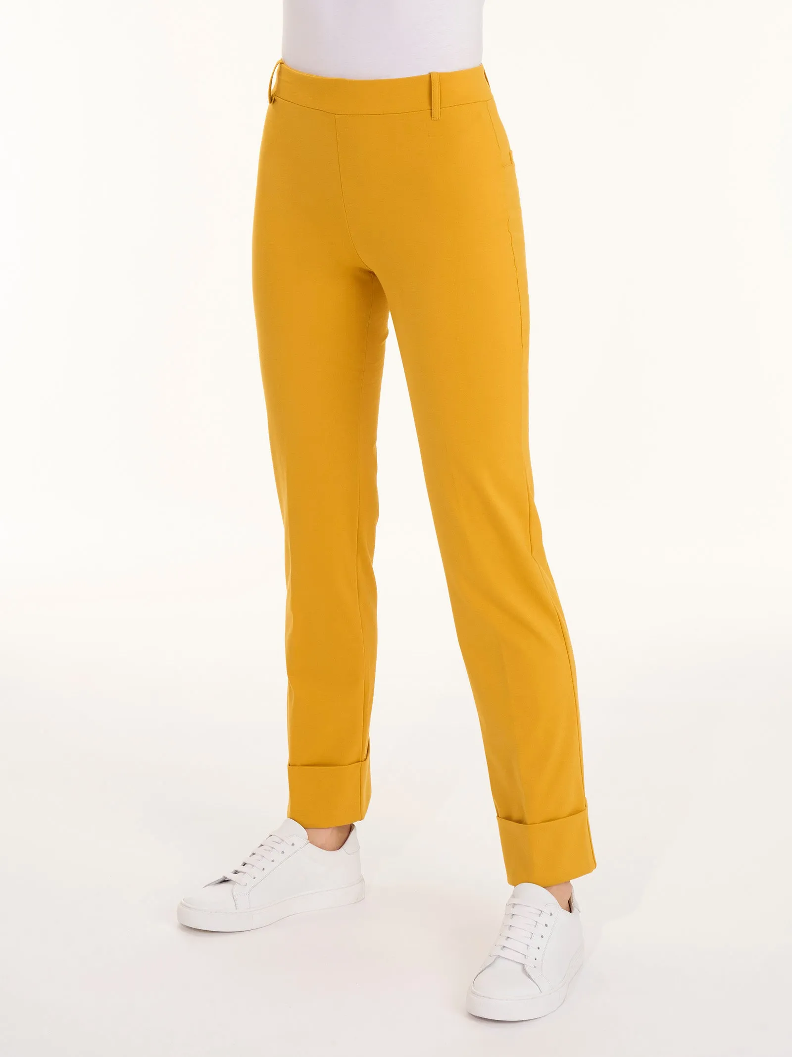 Pantalone slim dritto in Compact Light - Golden Spice