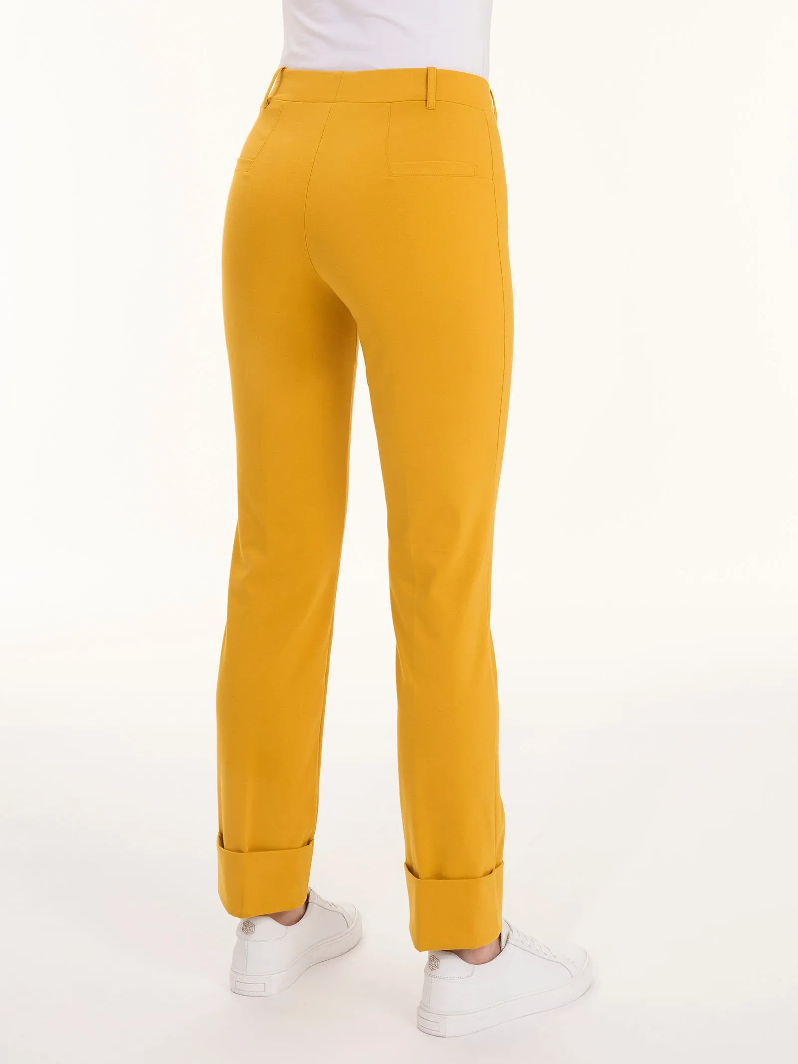 Pantalone slim dritto in Compact Light - Golden Spice