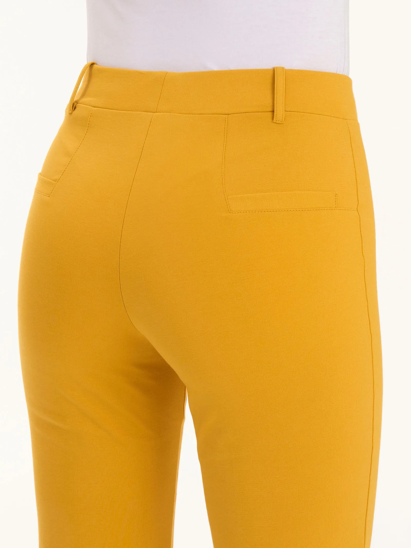 Pantalone slim dritto in Compact Light - Golden Spice