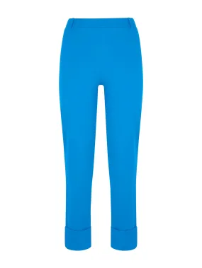 Pantalone slim dritto in Compact Light - Ibiza Blue