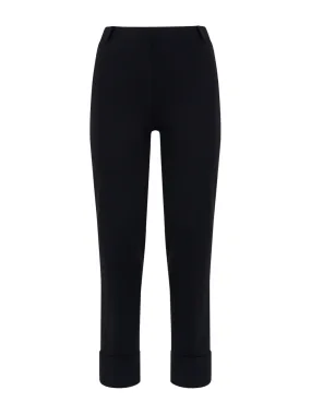 Pantalone slim dritto in Compact Light - Nero