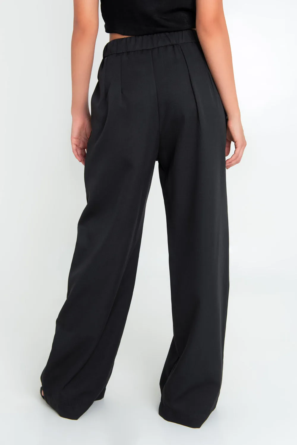 Pantalón wide leg cintura alta con pinzas