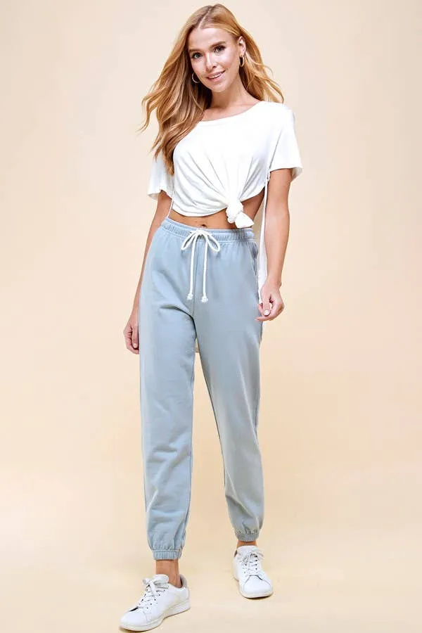 Park Adelyn Organic Cotton Heavy Weight Sweatpants Soft Sky