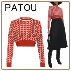 PATOU  |Wool U-Neck Long Sleeves V-neck & Crew neck