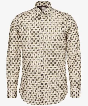 Paul Smith Mens White Flower-print long-sleeves regular-fit organic-cotton shirt