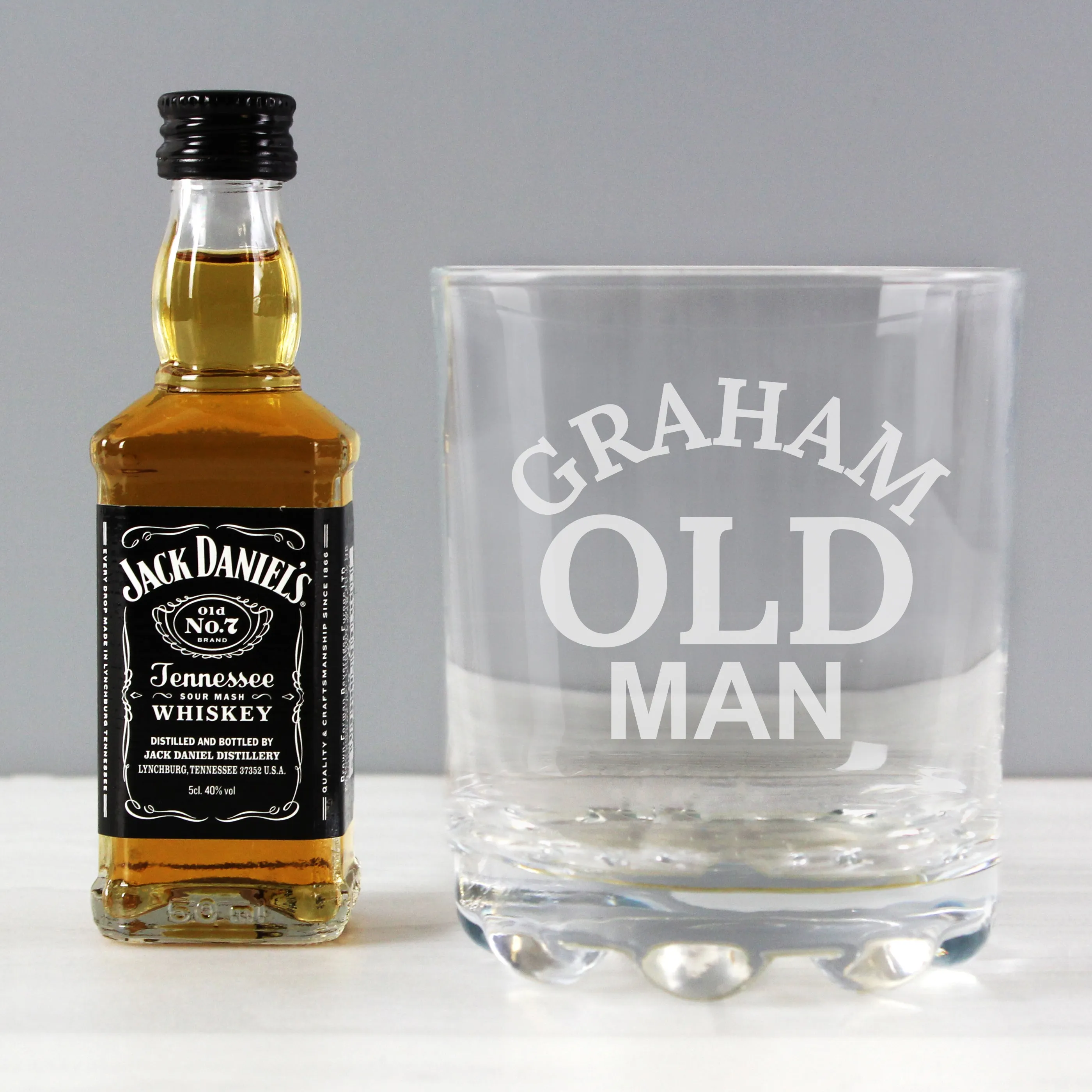 Personalised Old Man Tumbler and Whiskey Miniature Set