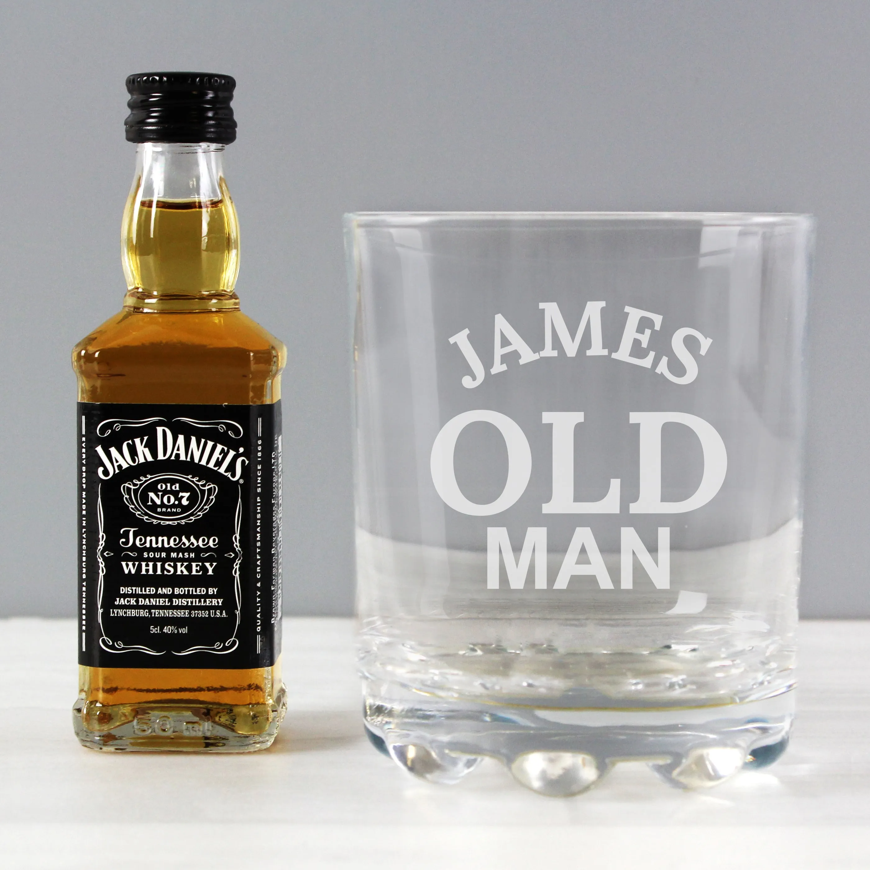 Personalised Old Man Tumbler and Whiskey Miniature Set