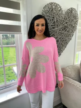 Pink Daisy Knit Jumper Carmen