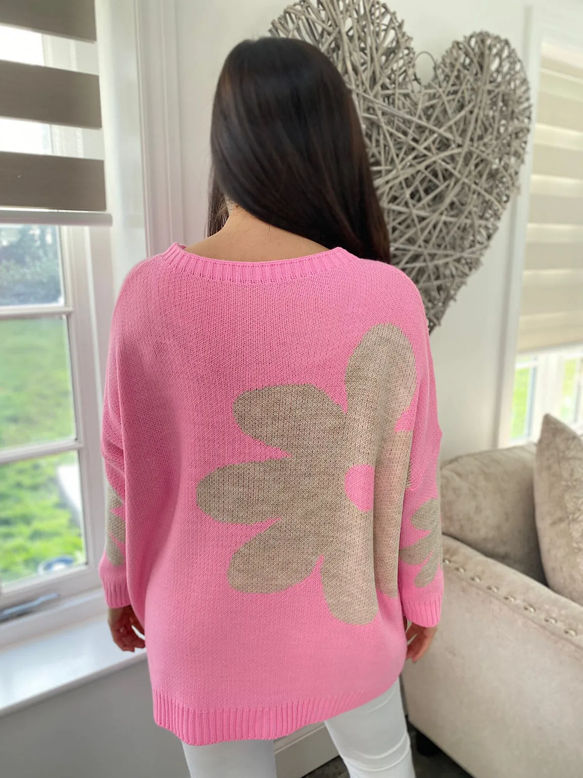 Pink Daisy Knit Jumper Carmen