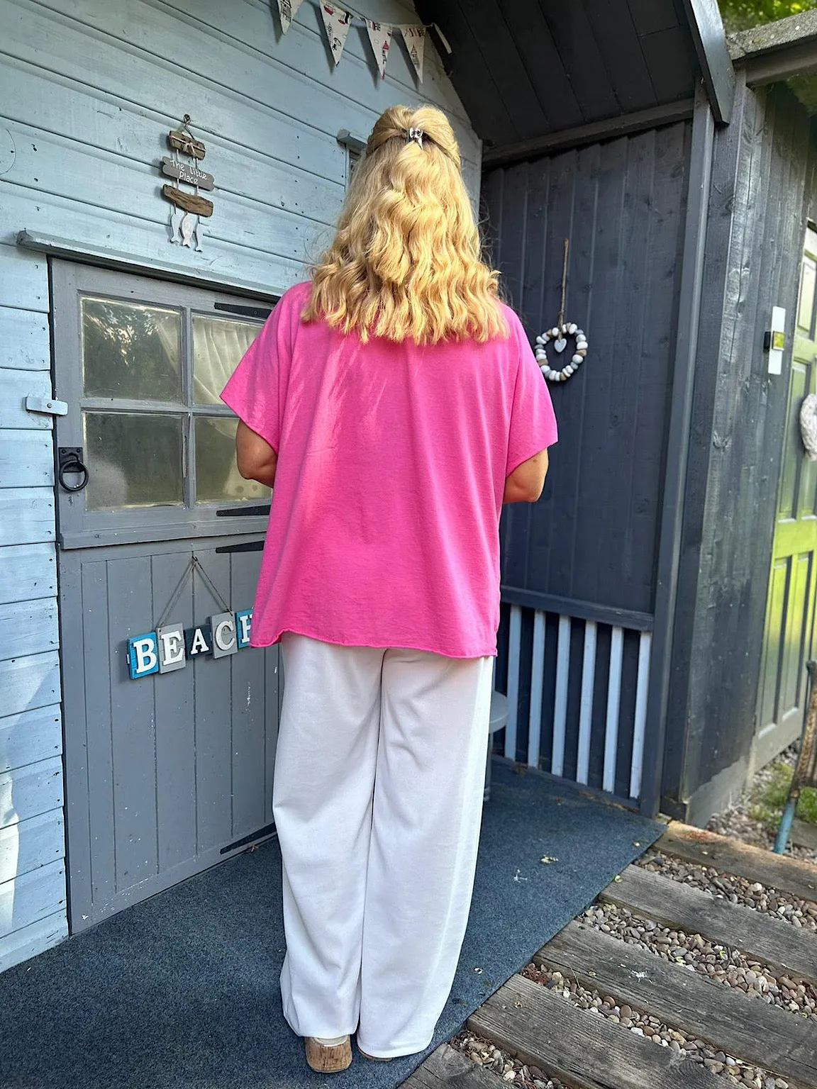 Pink Distressed Pattern Tee Andrea