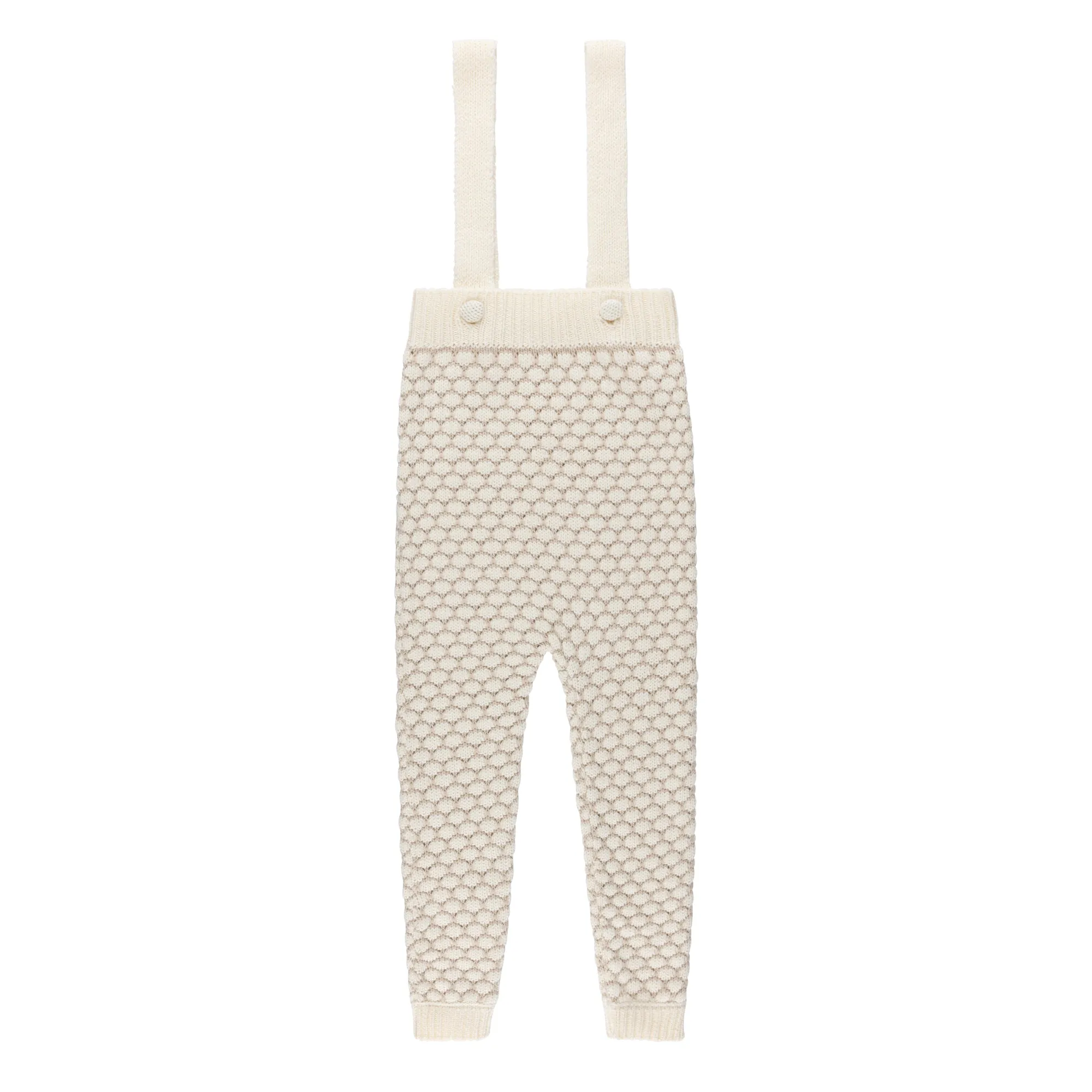 POINTELLE KNIT COLLECTION CARDIGAN/OVERALLS/BONNET-Beige