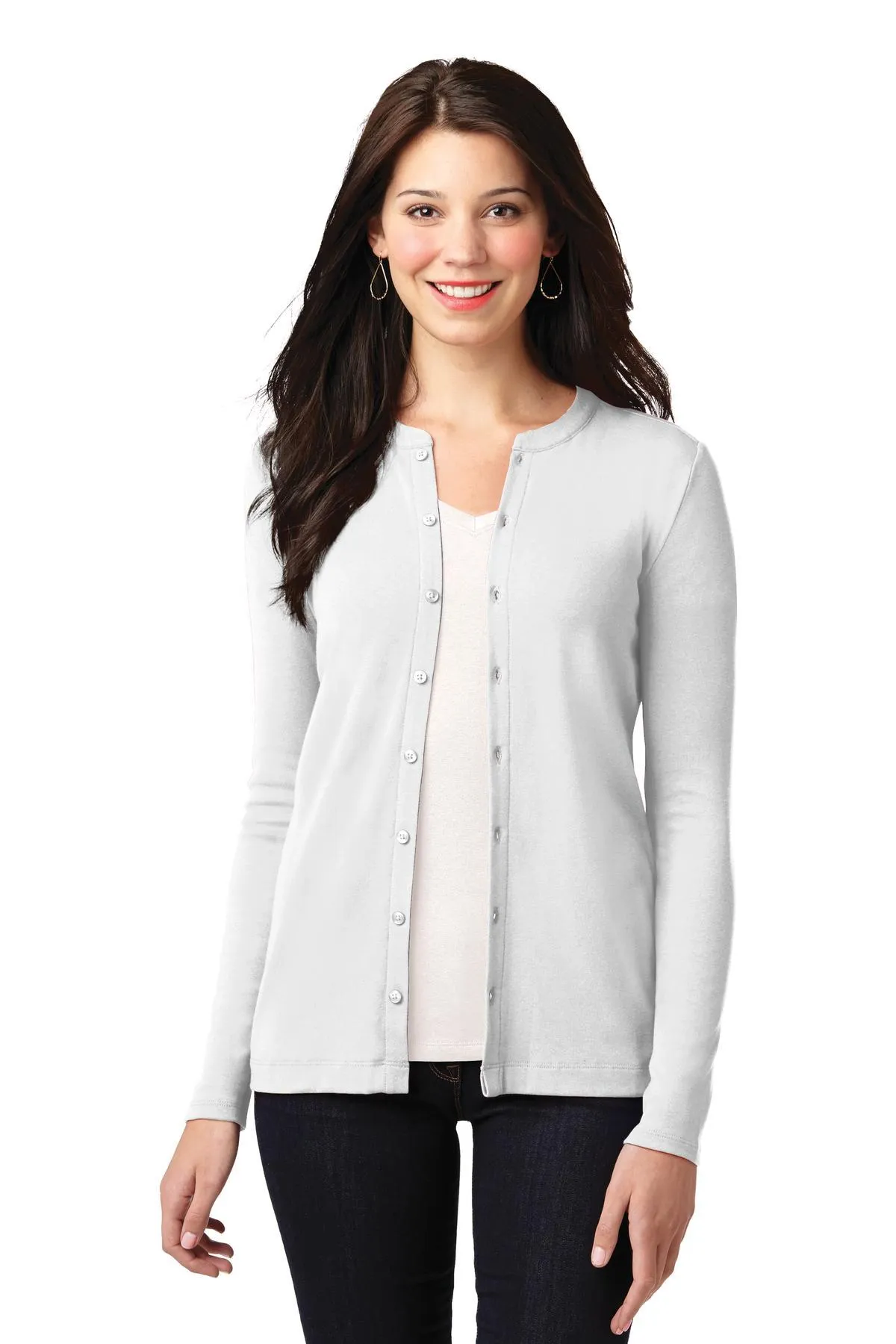 Port Authority Ladies Concept Stretch Button-Front Cardigan LM1008 White